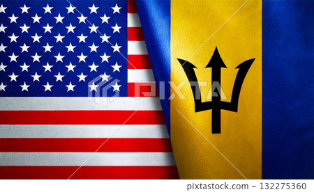 美國國旗與巴貝多國旗 132275360