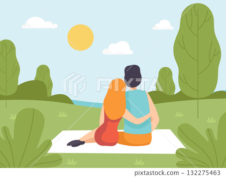Man and Woman Couple at Nature Enjoy Outdoor Activity Vector Illustration Man and Woman Couple at Nature Enjoy Outdoor Activity Vector Illustration 132275463