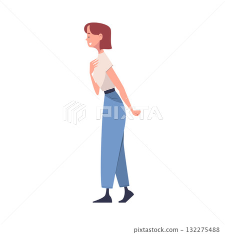 Woman Character Standing with Hands in Pocket Vector Illustration Woman Character Standing with Hands in Pocket Vector Illustration 132275488