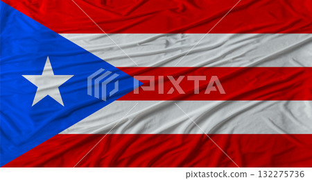 Puerto Rican flag waving. Flag of Puerto Rico with cloth texture 132275736