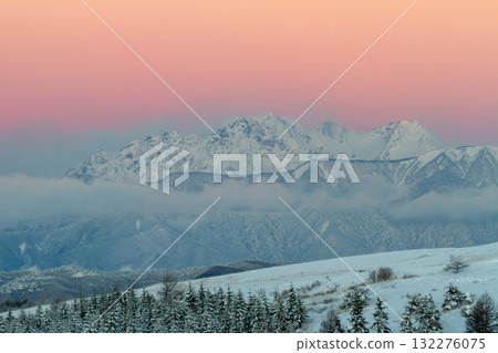 Sunrise and sea of clouds in the Northern Alps Sunrise and sea of clouds in the Northern Alps 132276075