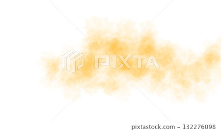Thick orange smoke cloud on transparent background drifting and spreading from edge, with dense texture and soft smoky edges 132276098