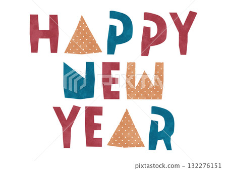 Retro cute "Happy New Year" logo letters Retro cute "Happy New Year" logo letters 132276151