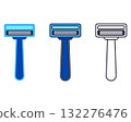 Blue disposable razor for shaving beard. Men's hygiene. 132276476