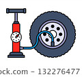 Red pump for inflating car tires. 132276477