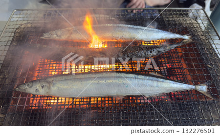 Charcoal grilled saury Charcoal grilled saury 132276501