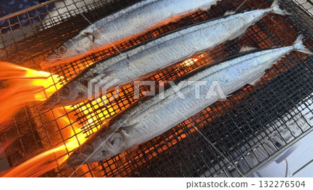 Charcoal grilled saury Charcoal grilled saury 132276504