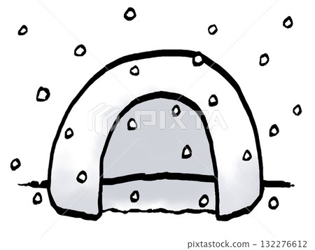 Snow hut and snow simple (brush stroke) Snow hut and snow simple (brush stroke) 132276612