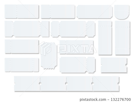 Ticket Empty template. Concert movie theater boarding blank white tickets lottery coupons . Vector 132276700