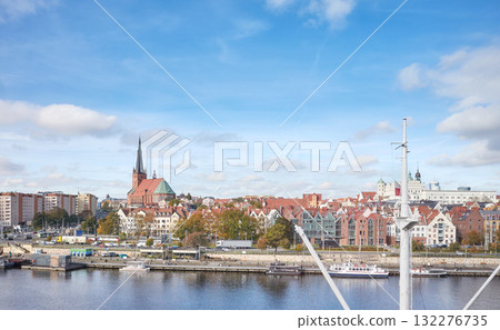 Panoramic view of the city of Szczecin, located on the Oder River, Poland. Panoramic view of the city of Szczecin, located on the Oder River, Poland. 132276735