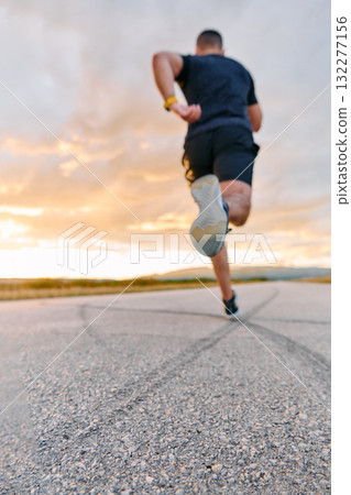 Sunset Runner Embracing the Serenity of Dusk with Every Stride Sunset Runner Embracing the Serenity of Dusk with Every Stride 132277156