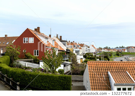 Houses on the seashore on the island of Bornholm, Denmark Houses on the seashore on the island of Bornholm, Denmark 132277672
