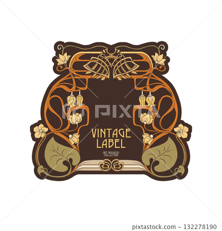 Decorative flowers and leaves in art nouveau style 132278190