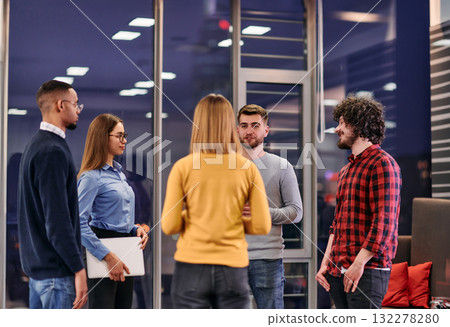Multicultural Business Team Brainstorming During Coffee Break 132278280