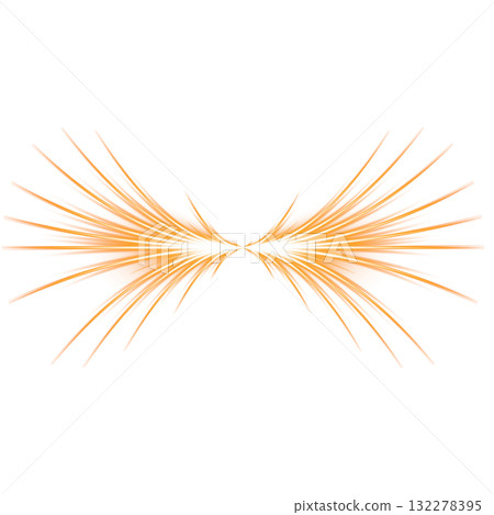 Orange winged symmetrical burst effect on transparent background 132278395