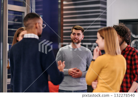 Multicultural Business Team Brainstorming During Coffee Break 132278540