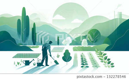 Illustration depicting collaboration in regional revitalization and community development / Smart agriculture / Created with the subtitle Regional revitalization 132278546