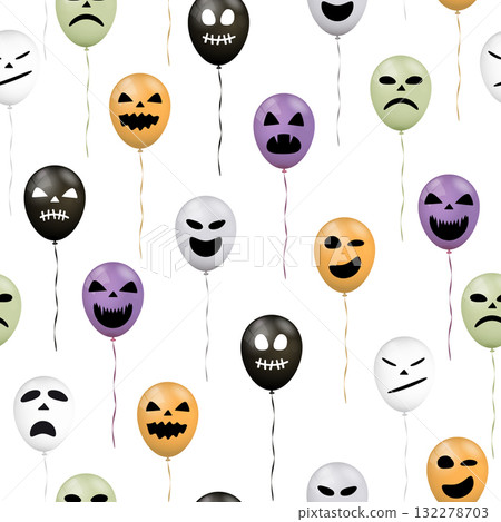 Halloween flying balloons seamless pattern 132278703
