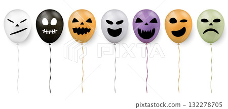 Halloween balloon with spooky face, isolated on white background Halloween balloon with spooky face, isolated on white background 132278705