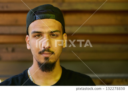 Close Up Portrait of Smiling Sudanese Teenager with Broad Smile, Chin, and Cap Close Up Portrait of Smiling Sudanese Teenager with Broad Smile, Chin, and Cap 132278830