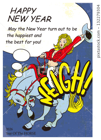 2026新年賀卡模板「POP藝術風格設計」新年快樂英文註解圖案 132279304