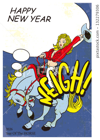 2026 New Year's Card Template "POP Art Style Design" Happy New Year with space for handwriting 2026 New Year's Card Template "POP Art Style Design" Happy New Year with space for handwriting 132279306