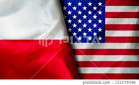 美國國旗和波蘭國旗 美國國旗和波蘭國旗 132279396