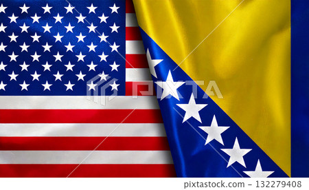 美國國旗和波士尼亞與赫塞哥維納國旗 132279408