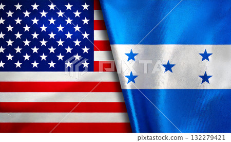 American flag and Honduras flag 132279421