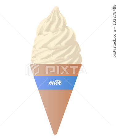 Milk flavored soft serve ice cream illustration 132279489