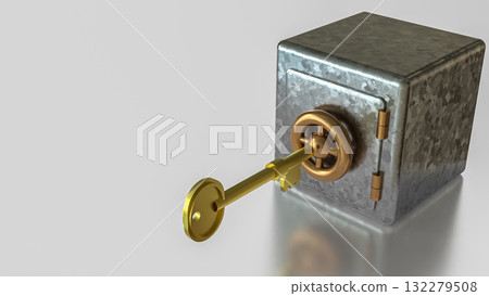 The Safe deposit box and Key  for Earn or Business concept 3d Rendering. 132279508