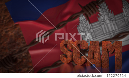 The Scam and Cambodia flag  for Background 3d Rendering. 132279514