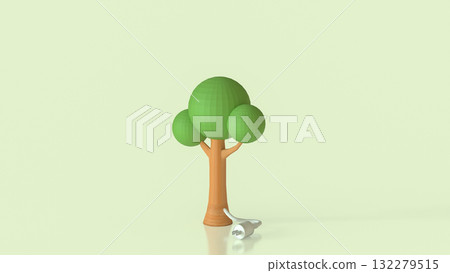 The Tree and electric plug for Energy or eco concept 3d rendering. The Tree and electric plug for Energy or eco concept 3d rendering. 132279515