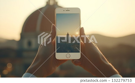 Golden Hour Smartphone Capture of Florence Duomo 132279753