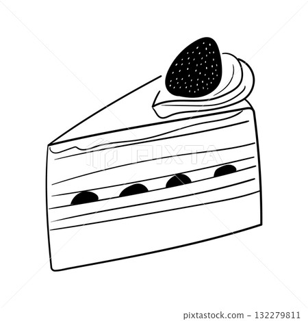 Hand drawn strawberry shortcake line art Hand drawn strawberry shortcake line art 132279811