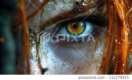 Human eye close up intense color and texture detail Human eye close up intense color and texture detail 132279815