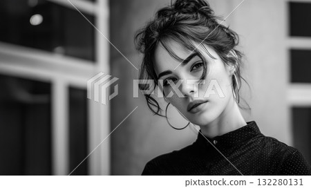 強調陰影和形狀美感的時尚女性肖像 132280131