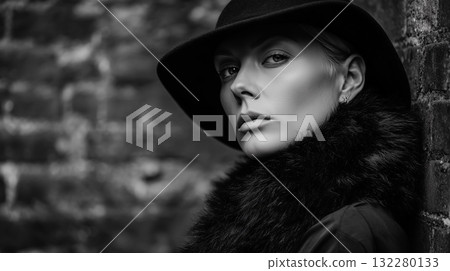 強調陰影和形狀美感的時尚女性肖像 強調陰影和形狀美感的時尚女性肖像 132280133
