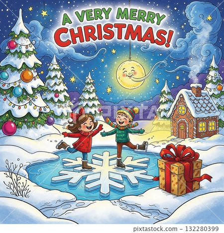 Girls in Santa costumes enjoying Christmas Girls in Santa costumes enjoying Christmas 132280399