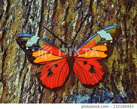 Butterfly on a tree trunk Butterfly on a tree trunk 132280483