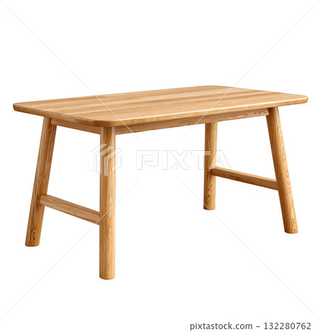 Simple modern wood table furniture. Wooden desk realistic and elegant piece for contemporary interior design 132280762