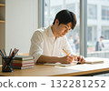 Male businessman writing in notebook / Image of studying, organizing ideas, working from home 132281252