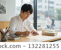 Male businessman writing in notebook / Image of studying, organizing ideas, working from home 132281255