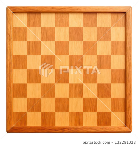 Empty wooden chessboard with classic square pattern ready for thoughtful game of intellectual strategy and challenge 132281328