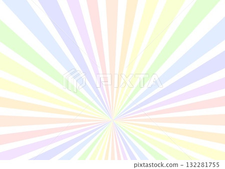 Colorful radial line background illustration, rainbow color, pastel, flyer, vector 132281755