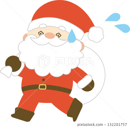 Cute Santa Claus running in a hurry Cute Santa Claus running in a hurry 132281757
