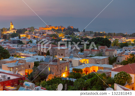 Palace of the Grand Master at Sunset, Rhodes, Greece 132281843
