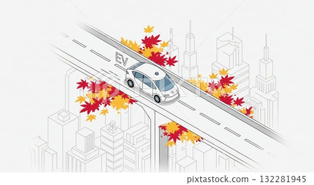 A smart EV city that runs with the autumn breeze 132281945
