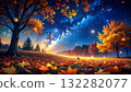 夜晚森林裡色彩繽紛的秋葉 夜晚森林裡色彩繽紛的秋葉 132282077