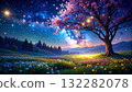 櫻花與星空的美麗風景 櫻花與星空的美麗風景 132282078